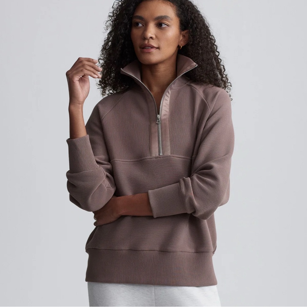 Varley lismore half zip sweat deep taupe - Picture 2 of 3